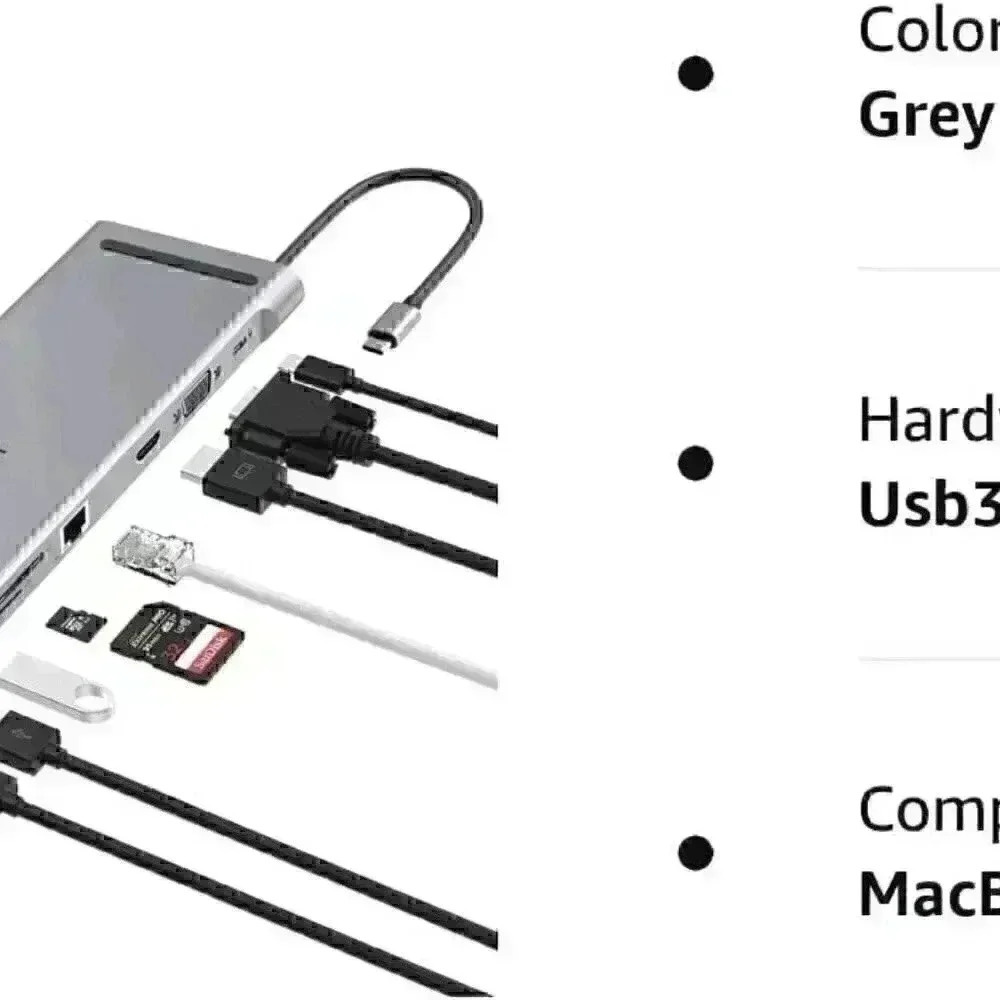HOPDAY 10 in 1 Dual Display Laptop USB C Docking Station,USB C Hub Dock - Picture 8 of 10